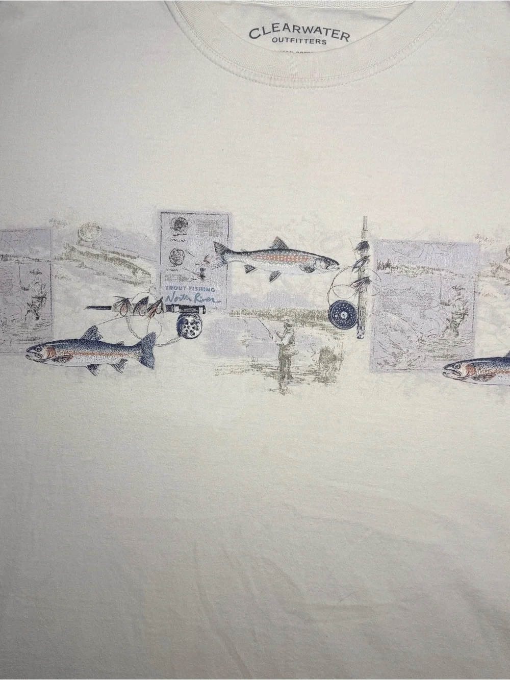 Clearwater Outfitters Fishing Shirt Mens Large Fly Fishing Trout Chest Graphic